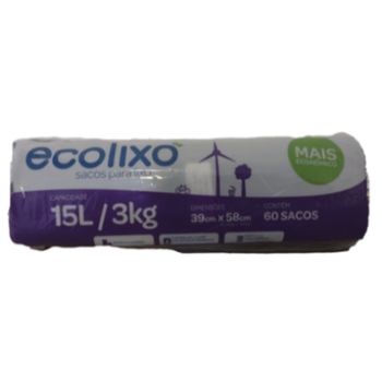 Saco Eco Lixo Mais Econômico 15lts C/60 Sacos